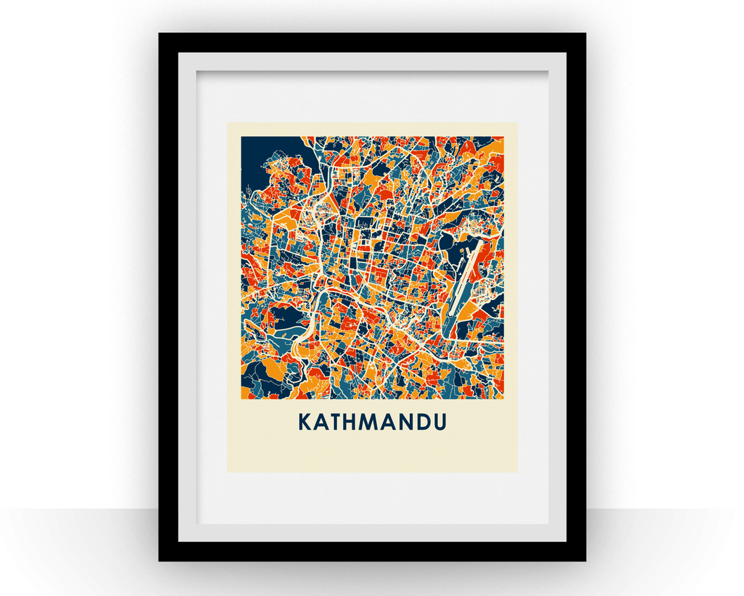 Affiche cartographique de Kathmandu - Style Chroma