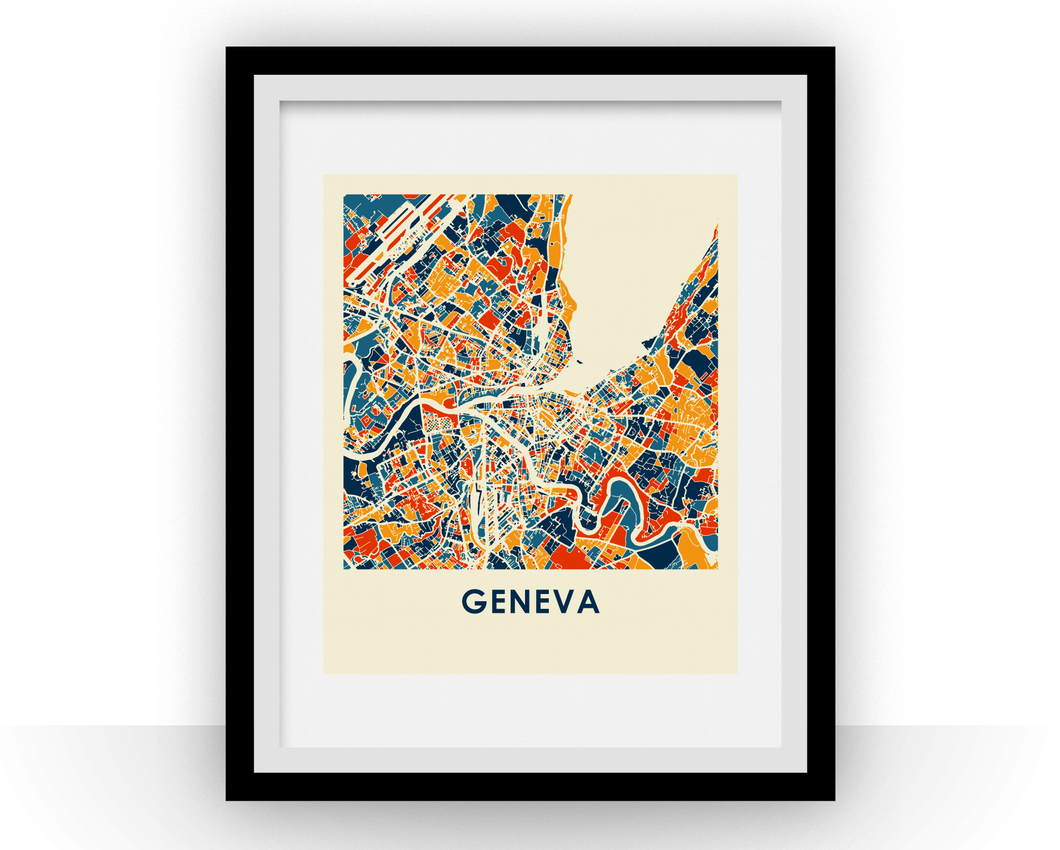 Affiche cartographique de Genève - Style Chroma