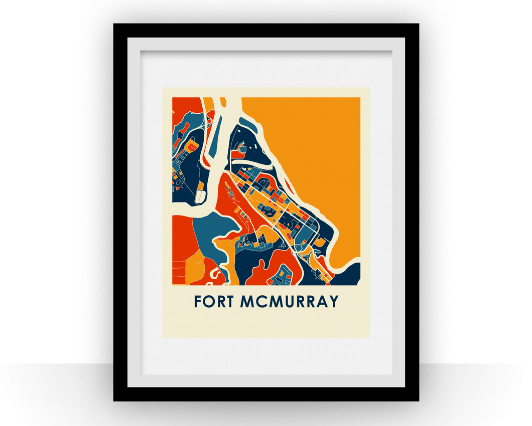 Affiche cartographique de Fort McMurray Alberta - Style Chroma