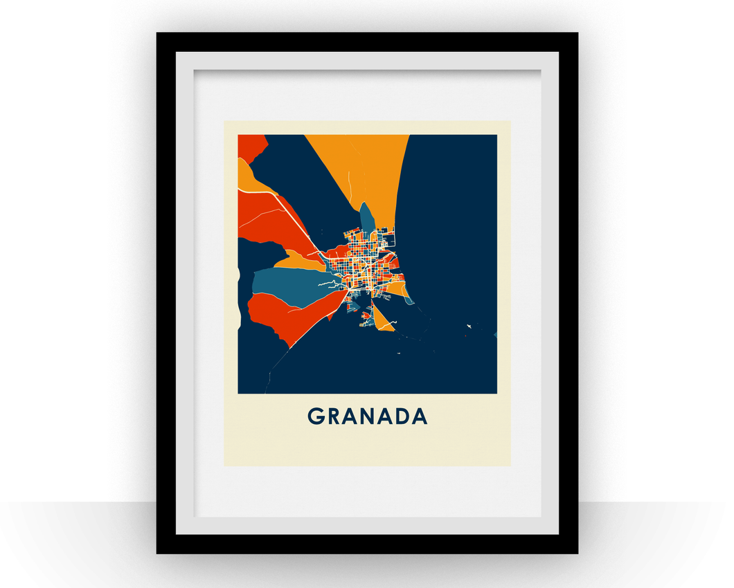 Affiche cartographique de Granada - Style Chroma