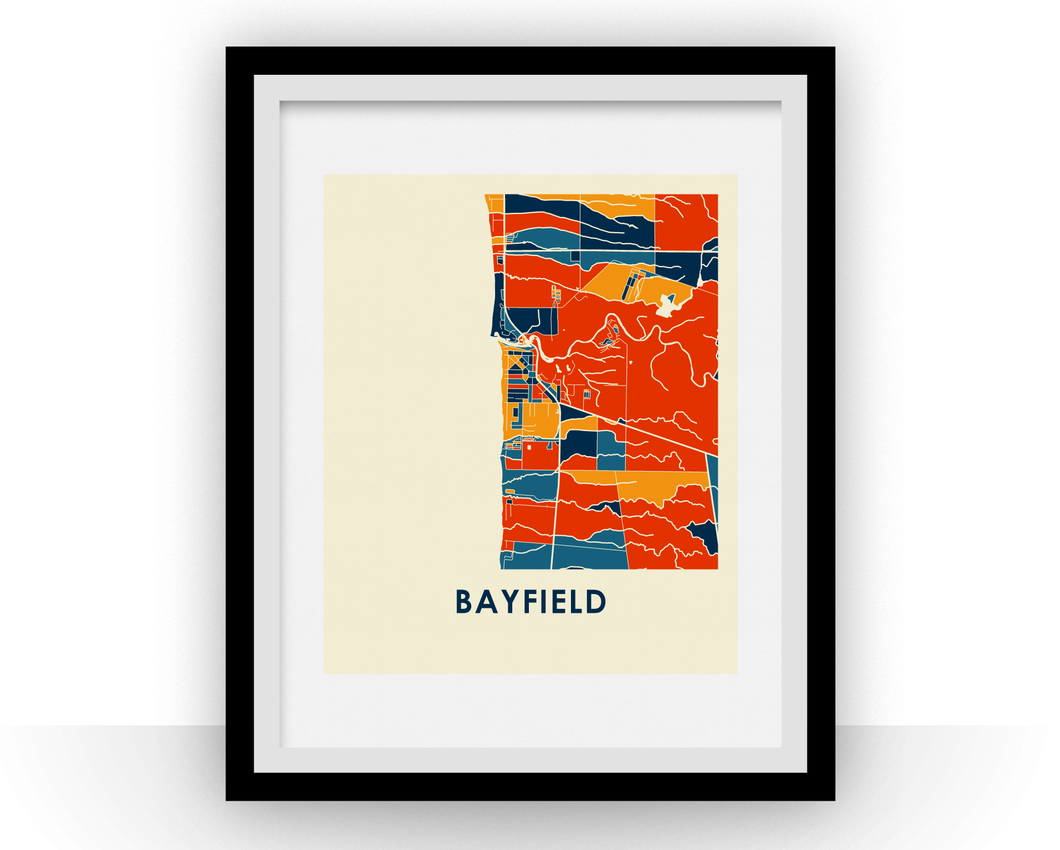 Affiche cartographique de Bayfield ON - Style Chroma