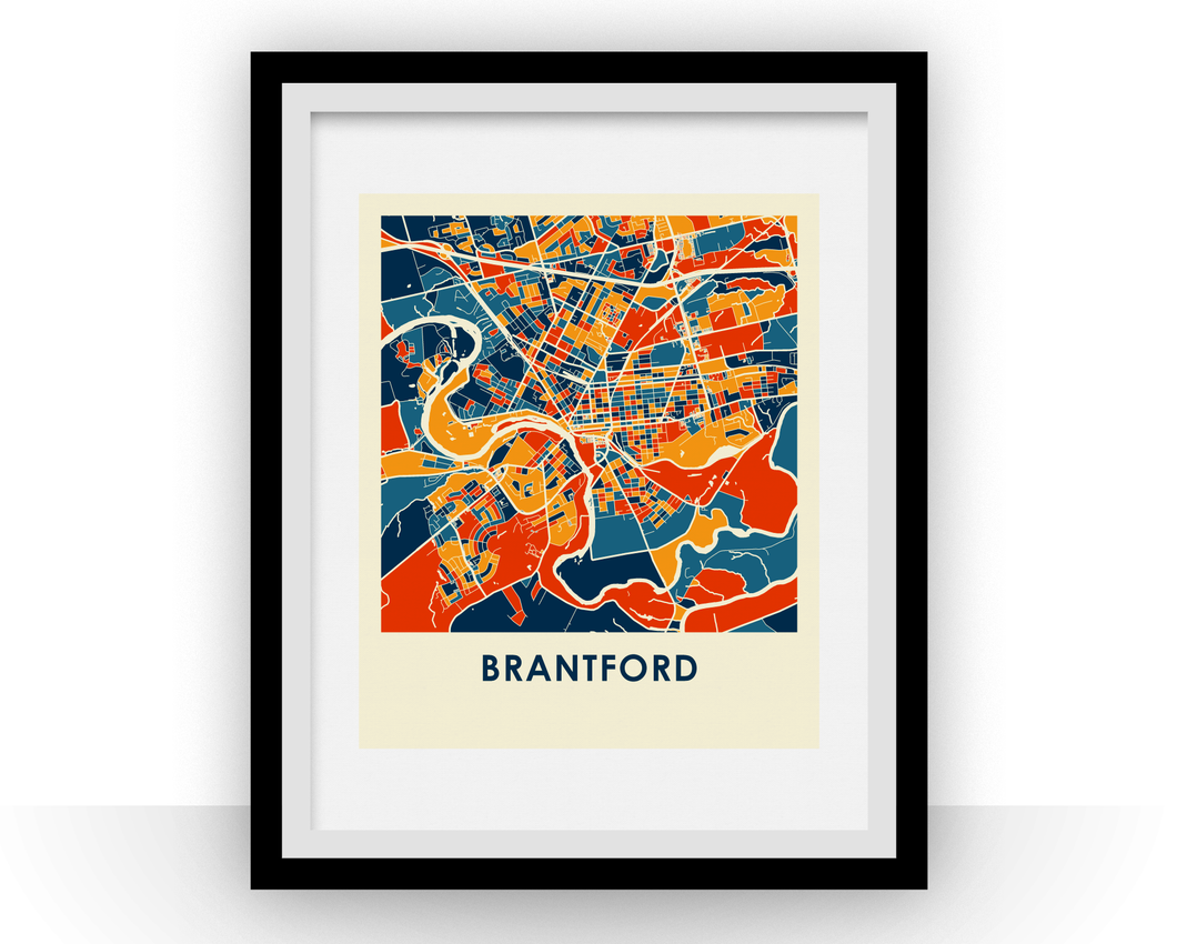 Affiche cartographique de Brantford Ontario - Style Chroma