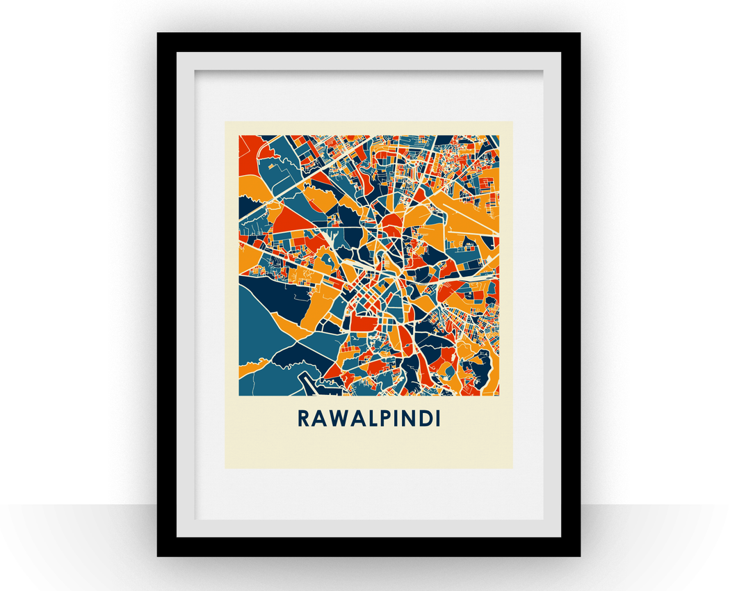 Affiche cartographique de Rawalpindi - Style Chroma