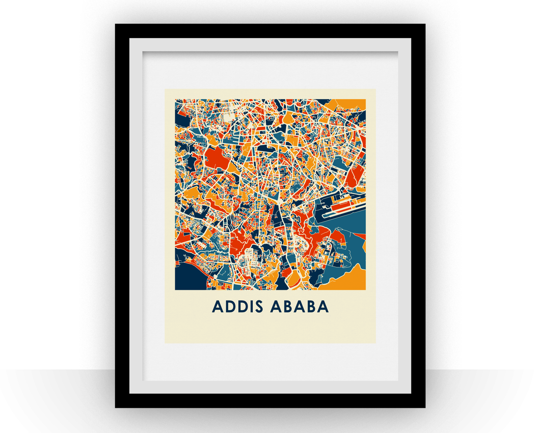 Affiche cartographique de Addis Ababa - Style Chroma