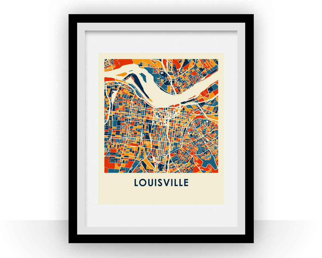 Affiche cartographique de Louisville - Style Chroma