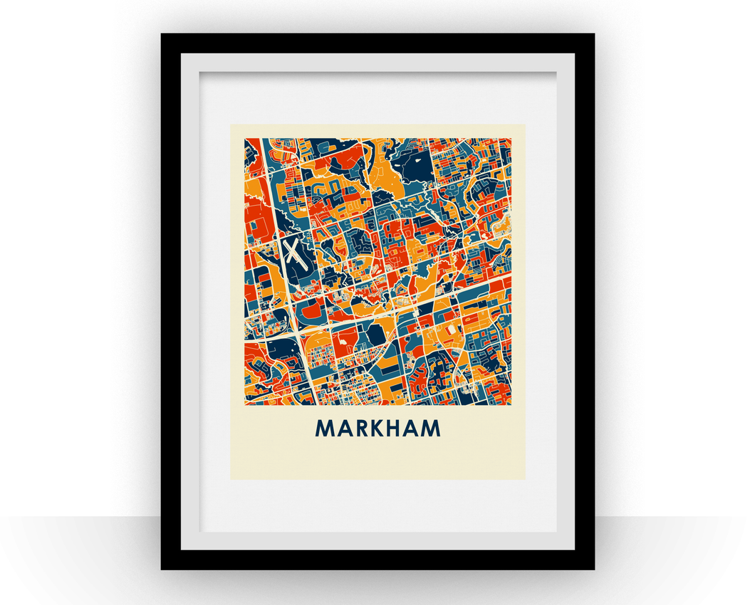 Affiche cartographique de Markham Ontario - Style Chroma