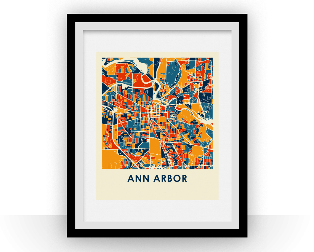 Affiche cartographique de Ann Arbor - Style Chroma