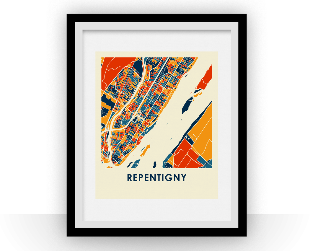 Affiche cartographique de Repentigny Quebec - Style Chroma