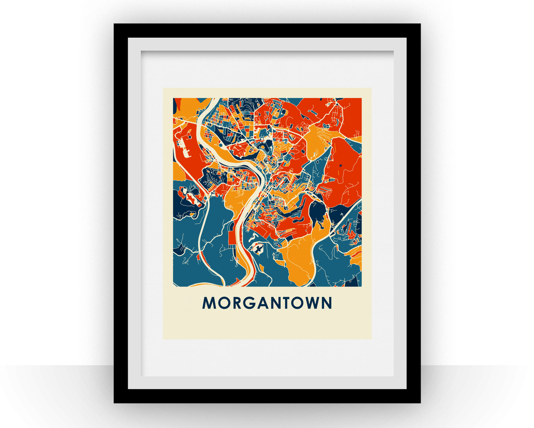 Affiche cartographique de Morgantown - Style Chroma