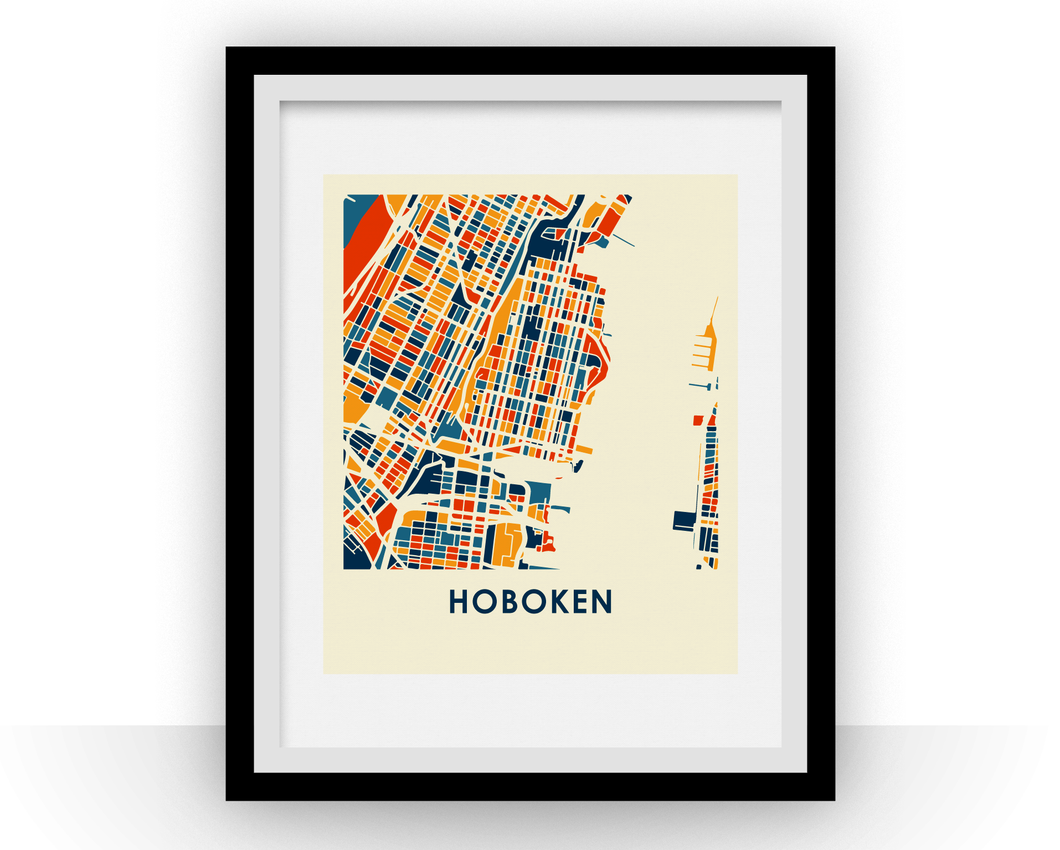 Affiche cartographique de Hoboken - Style Chroma