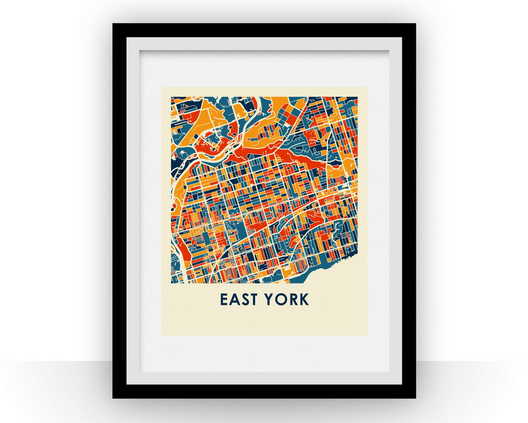 Affiche cartographique de East York - Style Chroma