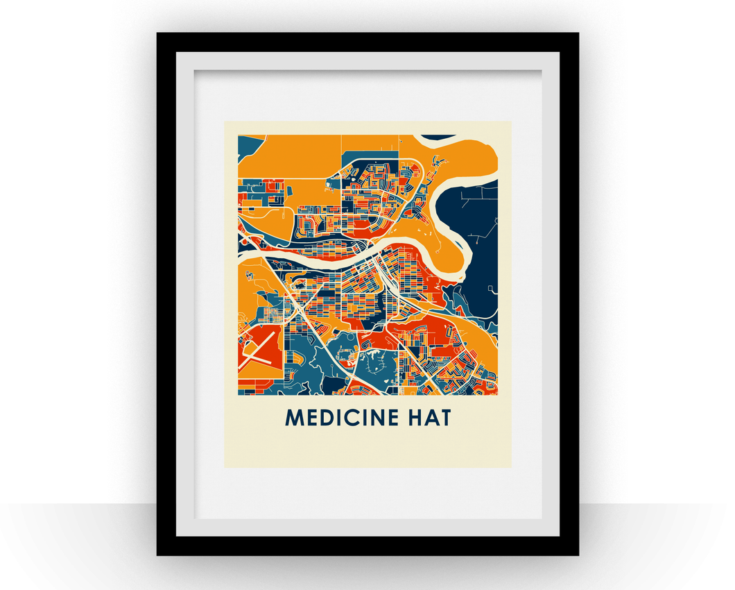 Affiche cartographique de Medicine Hat Alberta - Style Chroma