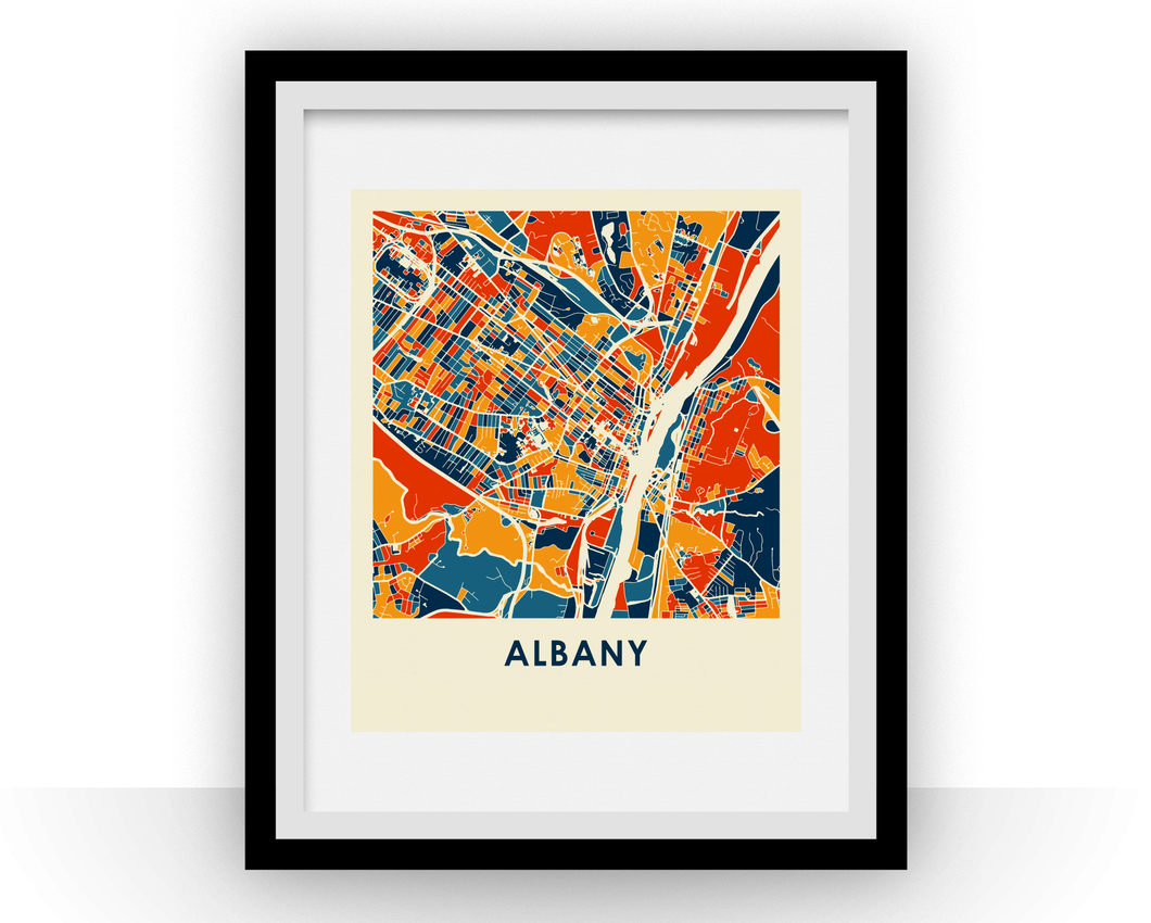 Affiche cartographique de Albany - Style Chroma