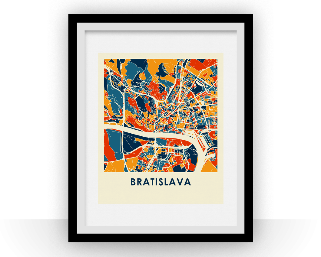 Affiche cartographique de Bratislava - Style Chroma