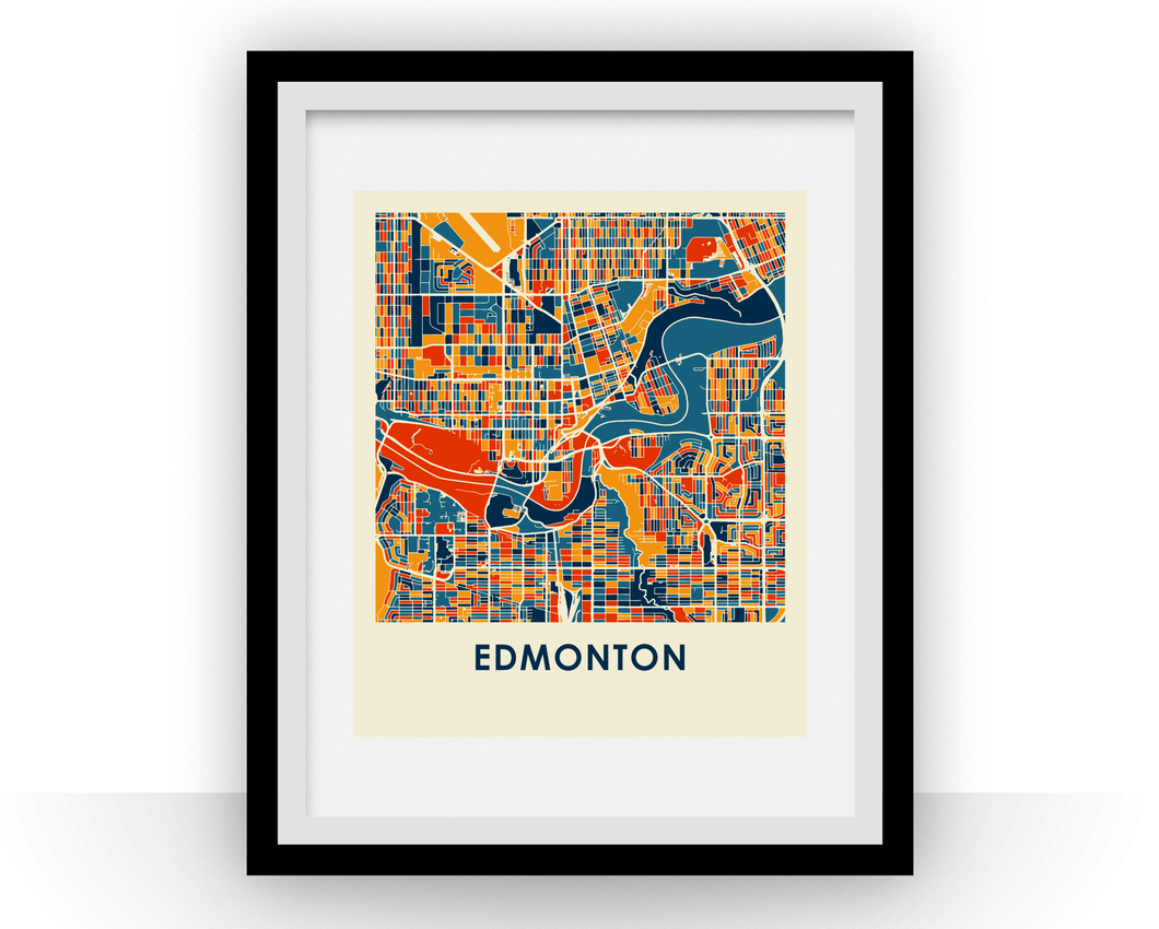 Affiche cartographique de Edmonton - Style Chroma