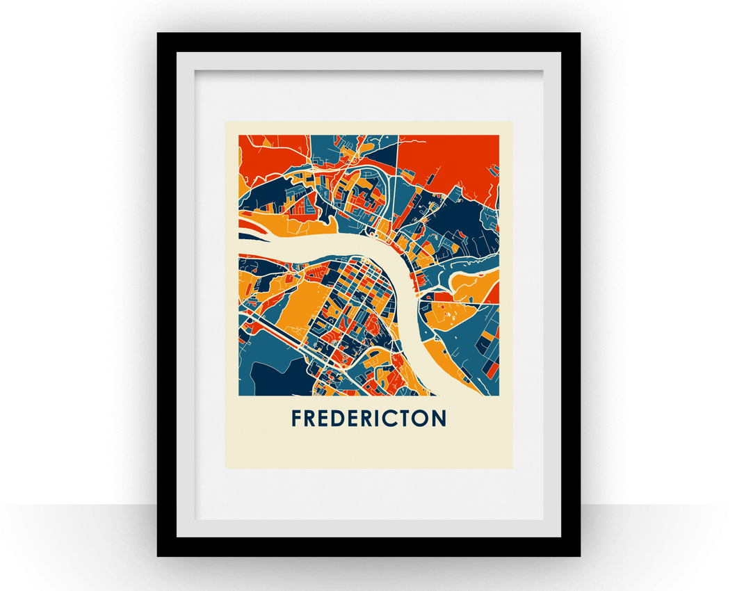 Affiche cartographique de Fredericton - Style Chroma