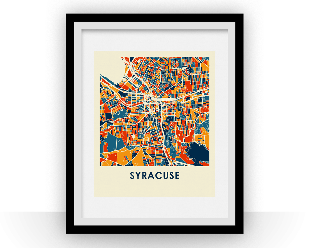 Affiche cartographique de Syracuse - Style Chroma