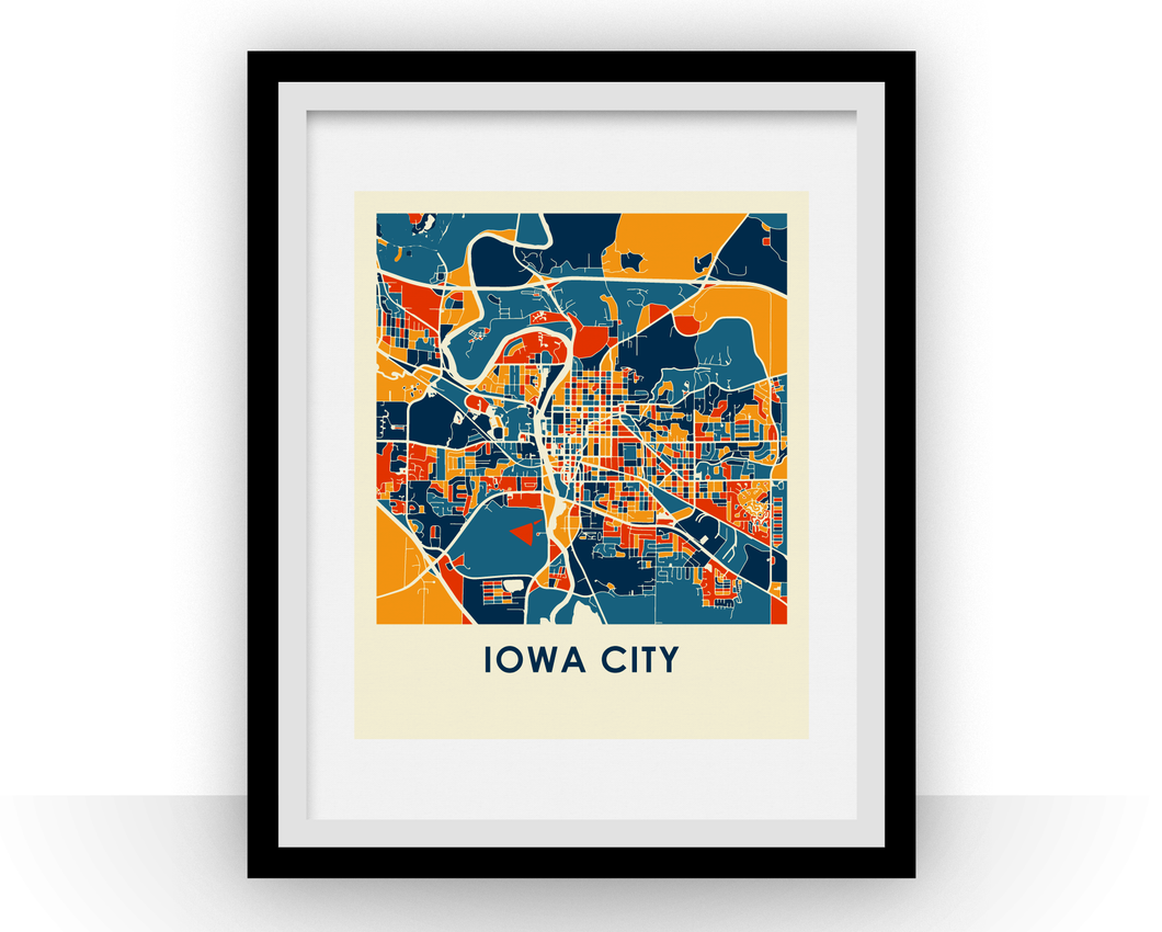 Affiche cartographique de Iowa City - Style Chroma