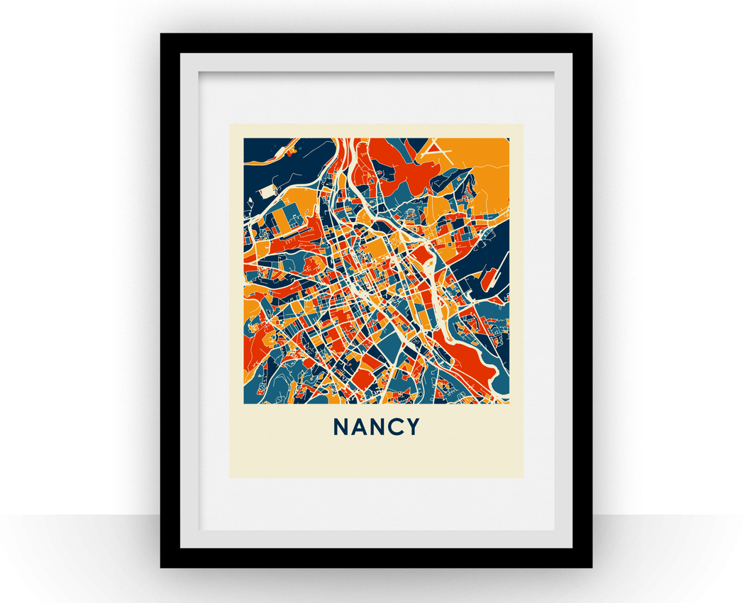 Affiche cartographique de Nancy - Style Chroma