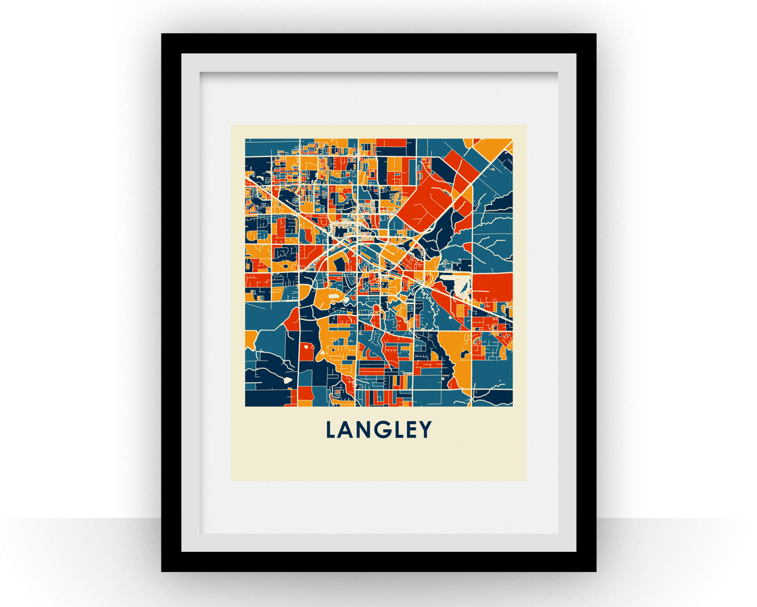 Langley British Columbia Map Print - Full Color Map Poster