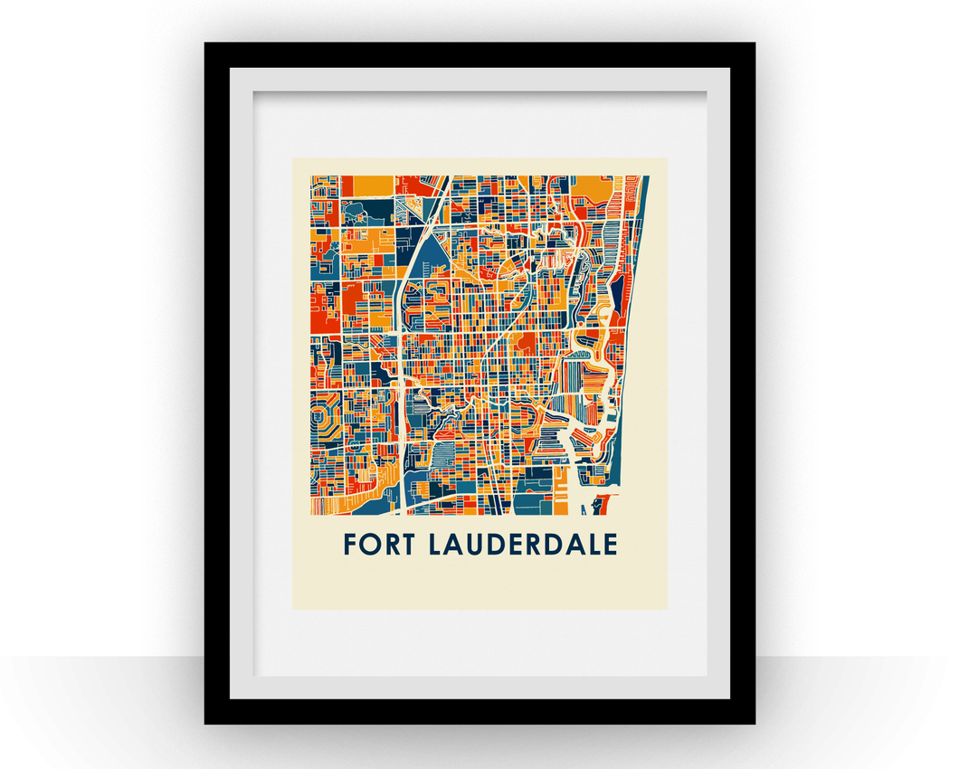 Fort Lauderdale Map Print - Full Color Map Poster