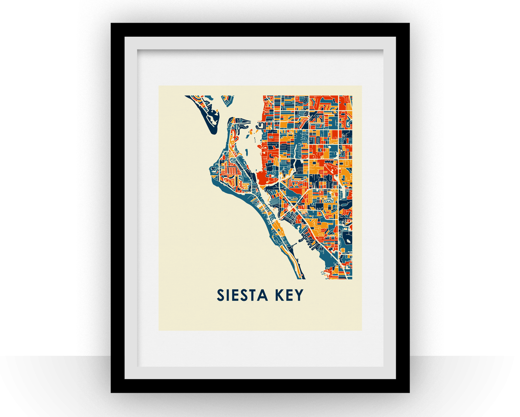 Affiche cartographique de Siesta Key - Style Chroma