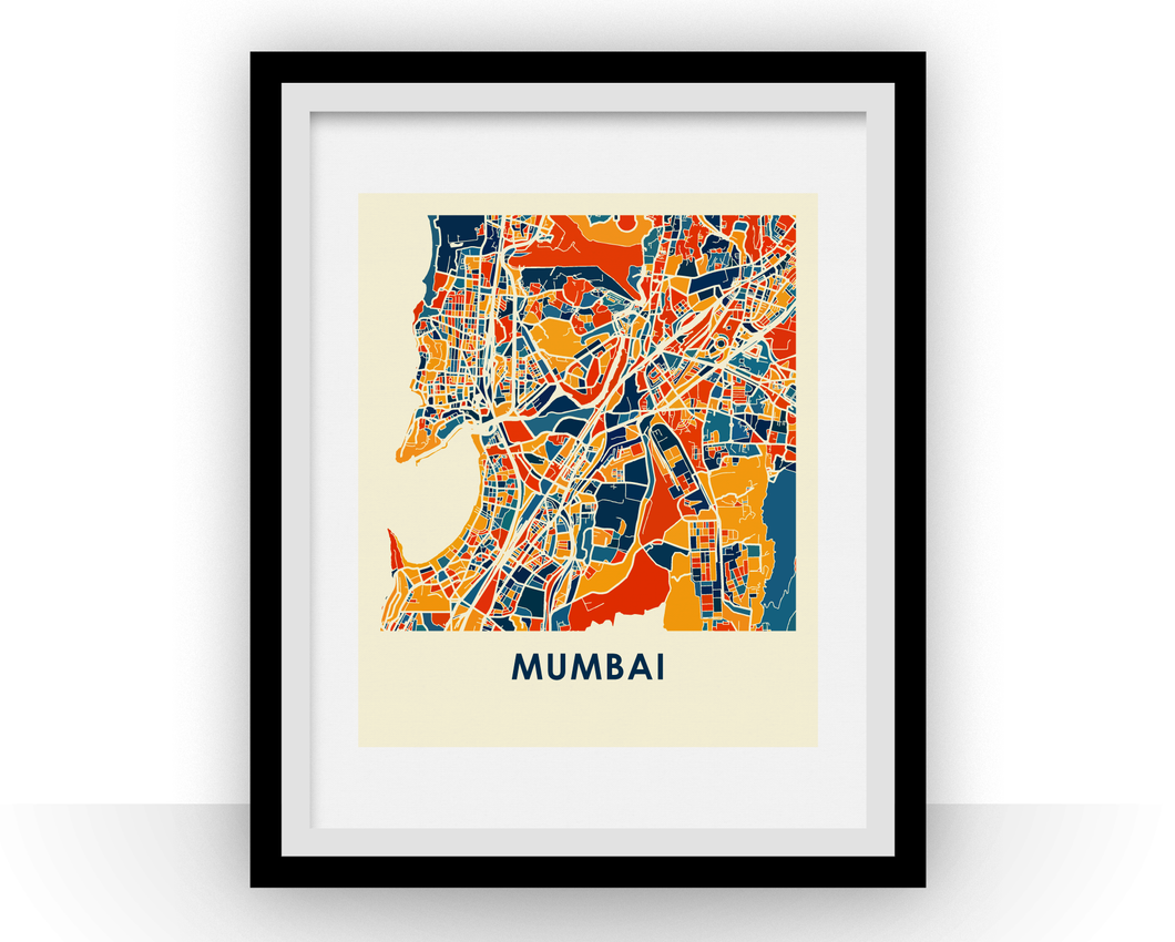 Mumbai Map Print - Full Color Map Poster