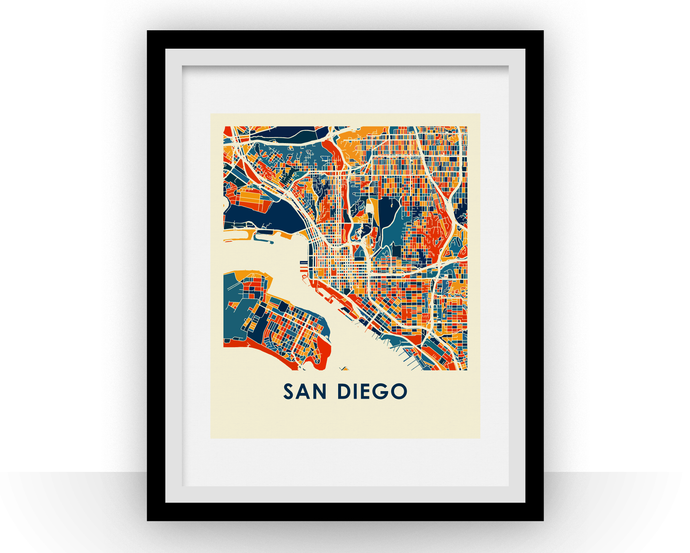 San Diego Map Print - Full Color Map Poster