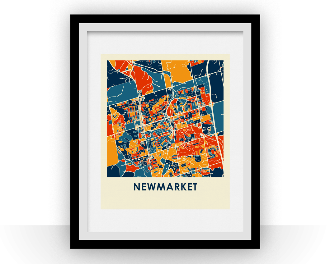 Affiche cartographique de Newmarket Ontario - Style Chroma