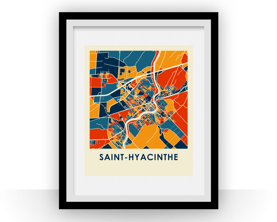 Affiche cartographique de Saint Hyacinthe Quebec - Style Chroma