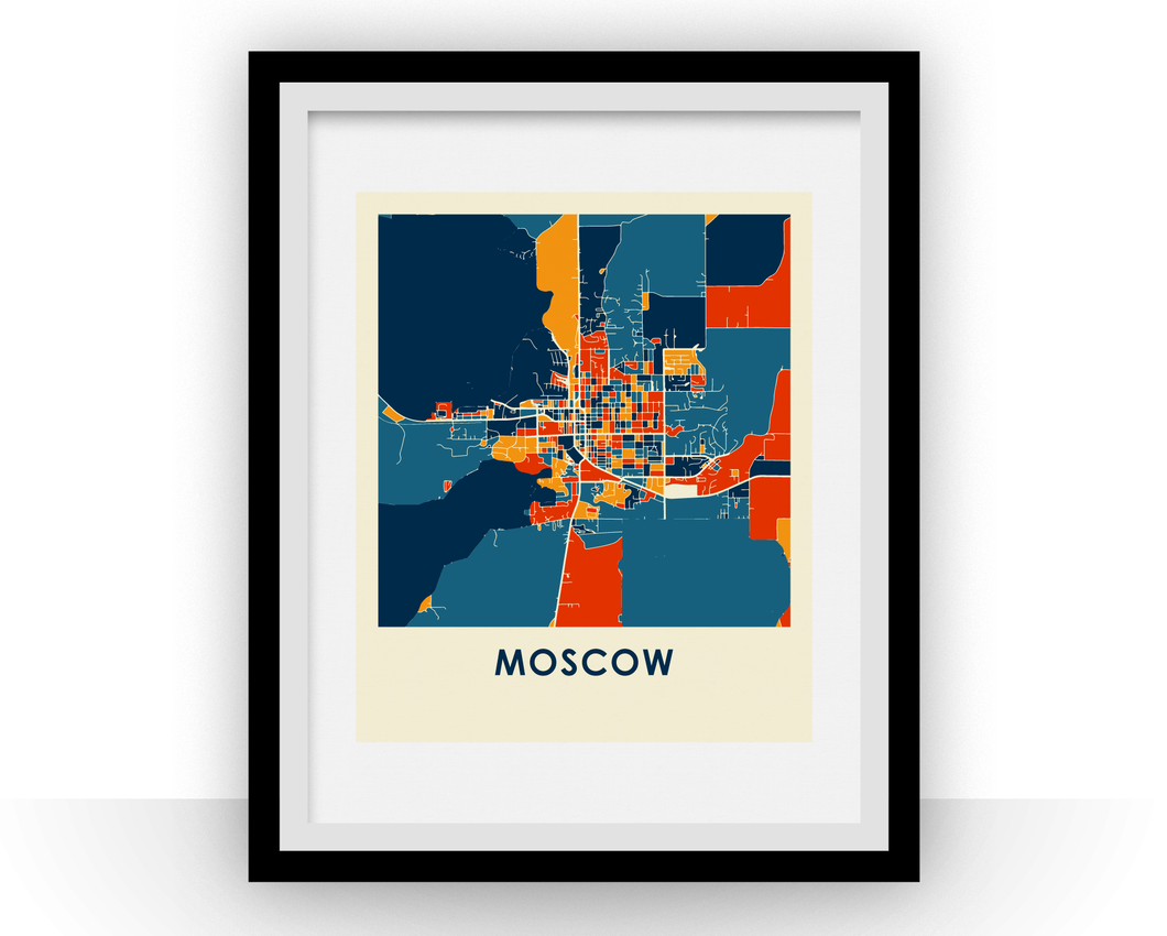 Affiche cartographique de Moscow ID - Style Chroma