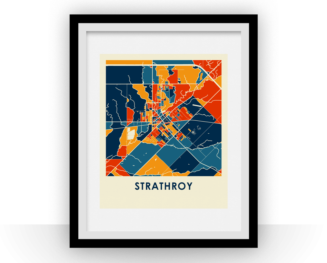 Affiche cartographique de Strathroy ON - Style Chroma