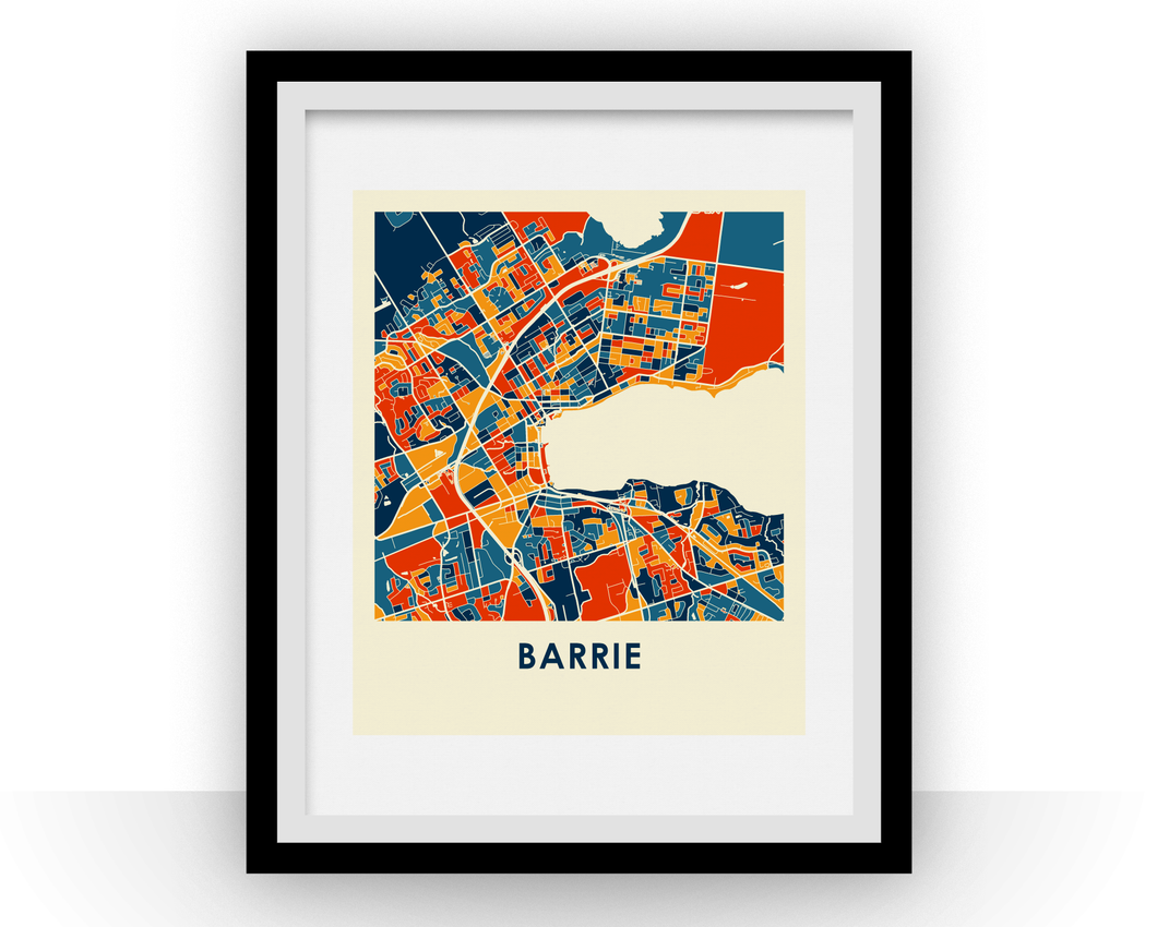 Affiche cartographique de Barrie Ontario - Style Chroma