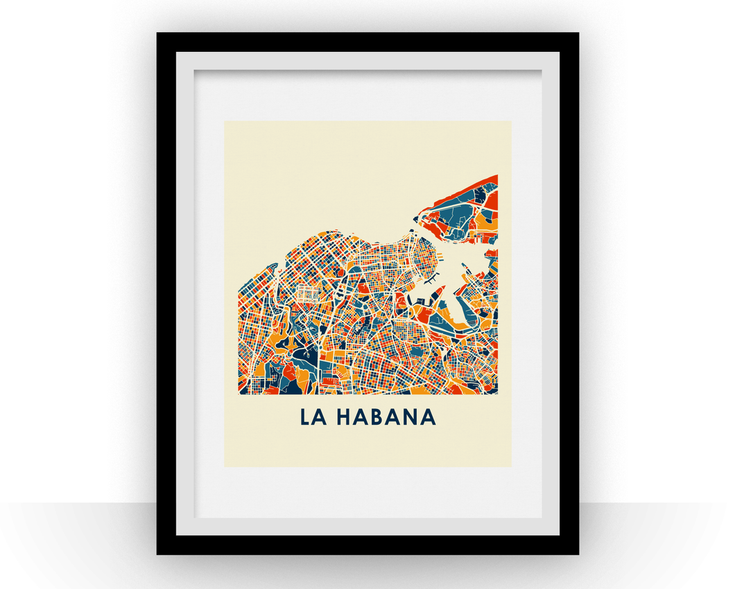 Affiche cartographique de La Havane - Style Chroma