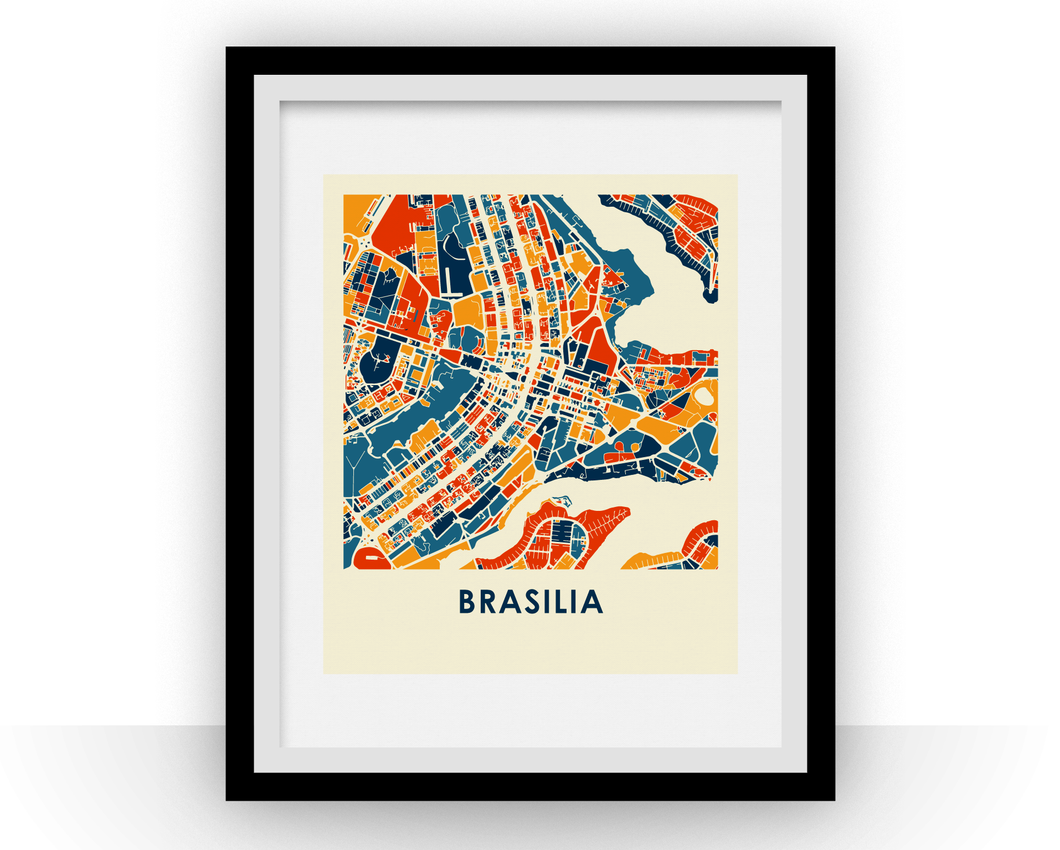 Affiche cartographique de Brasilia - Style Chroma