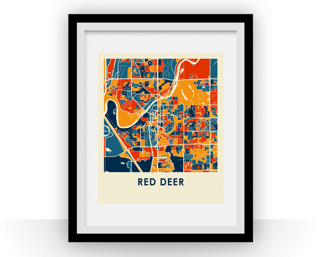 Affiche cartographique de Red Deer Alberta - Style Chroma