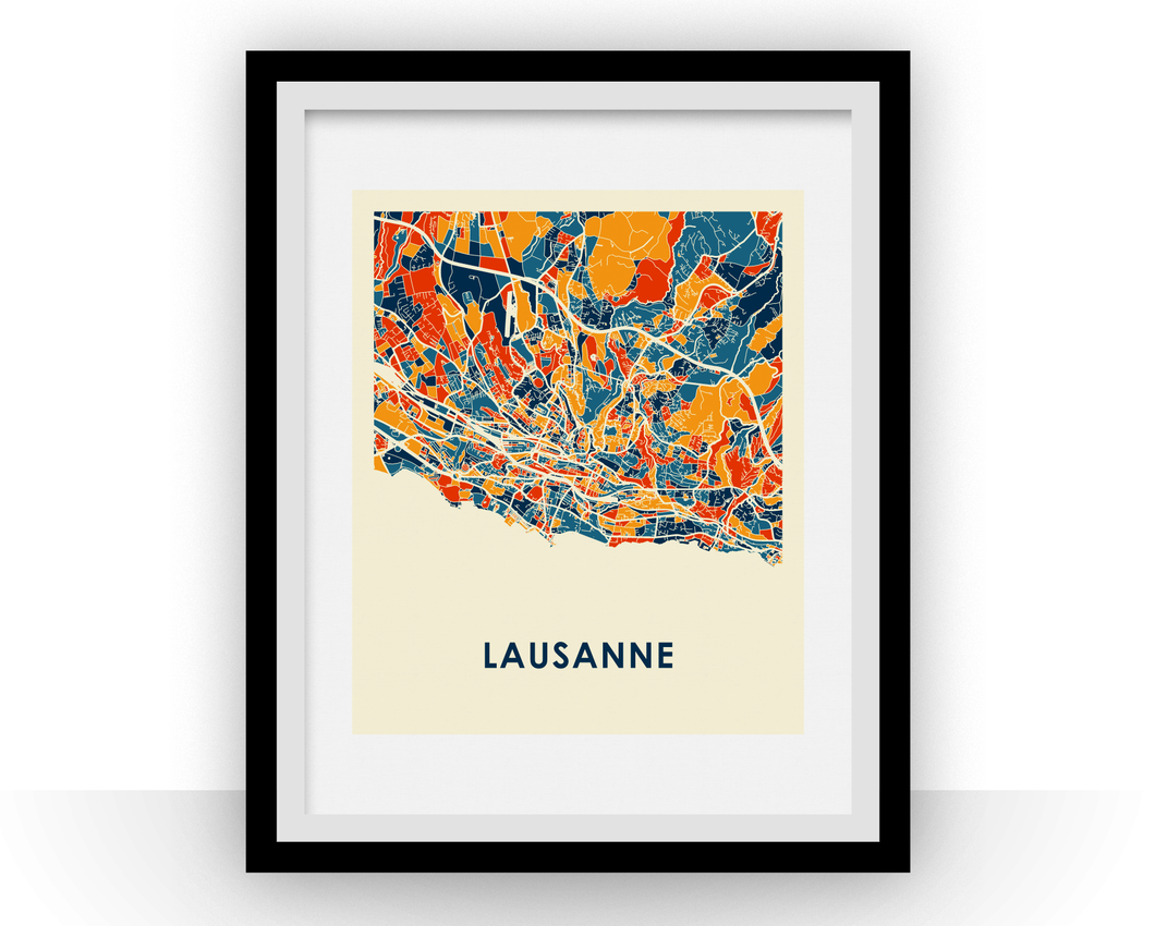 Lausanne Map Print - Full Color Map Poster