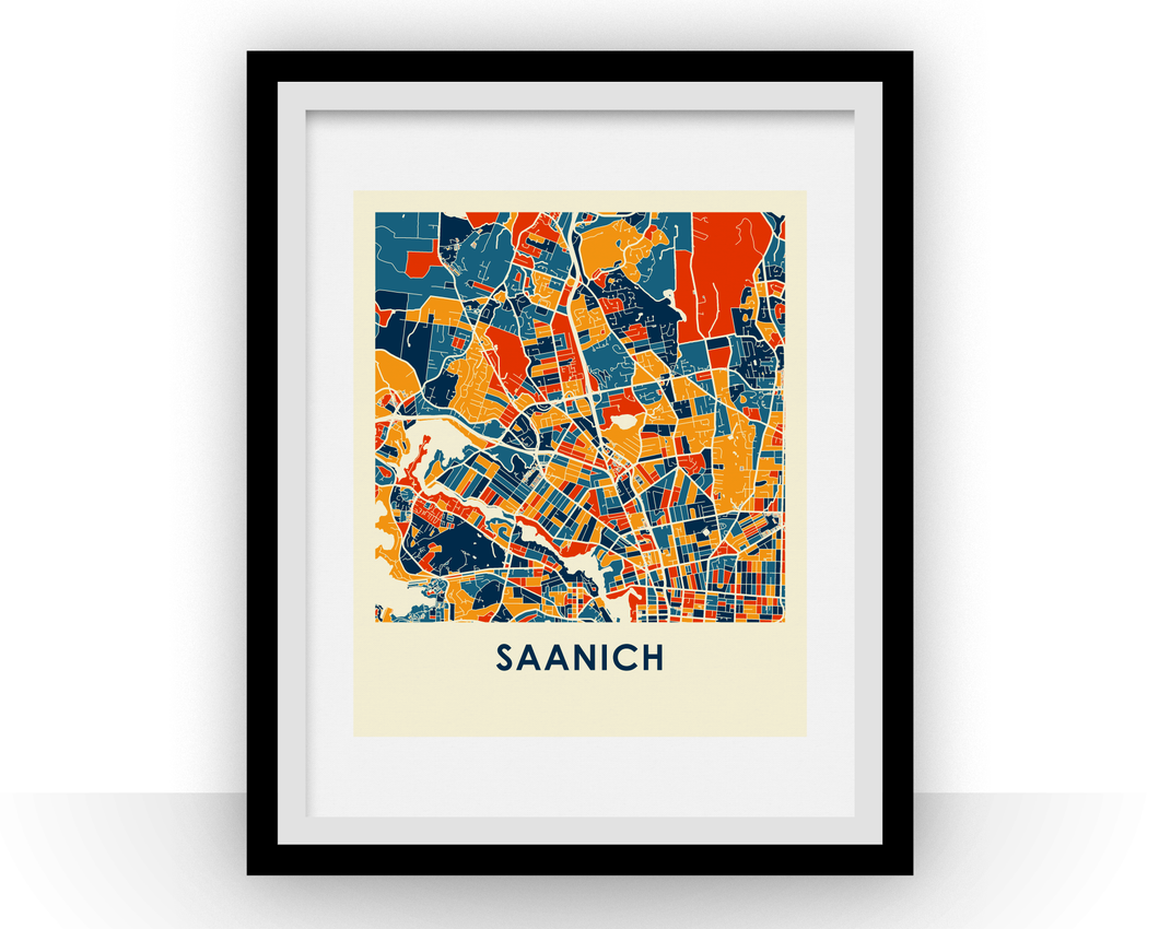 Affiche cartographique de Saanich British Columbia - Style Chroma