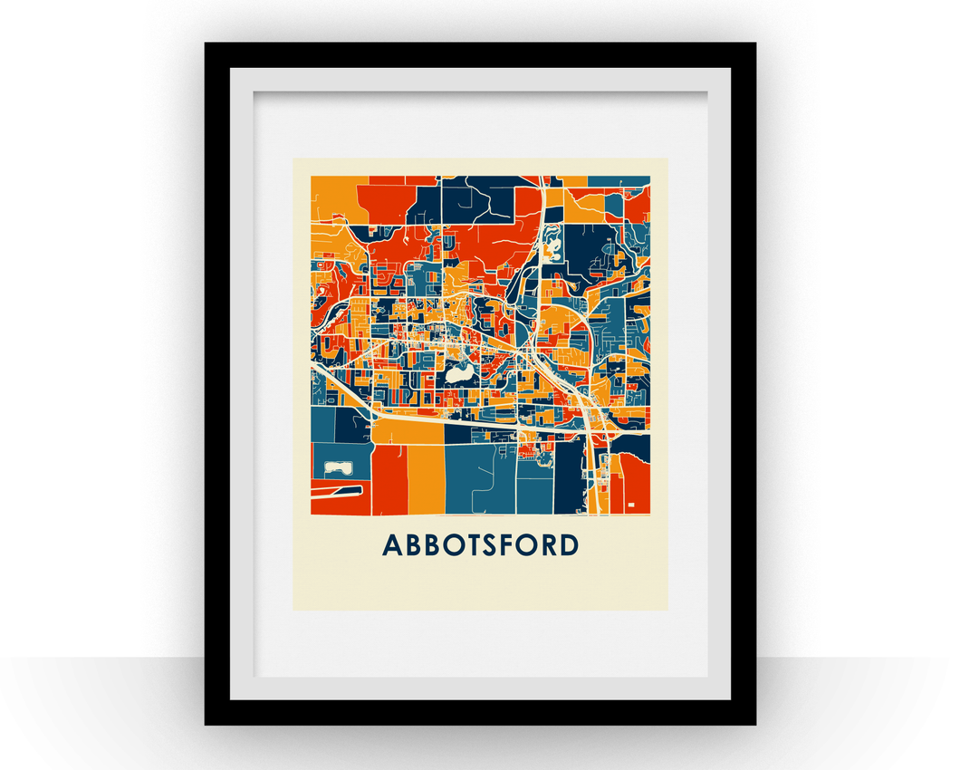 Affiche cartographique de Abbotsford British Columbia - Style Chroma