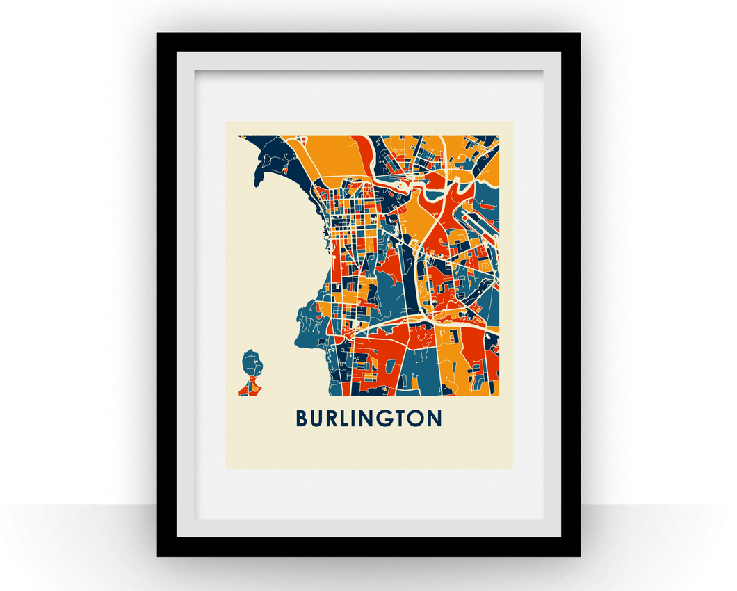 Affiche cartographique de Burlington - Style Chroma