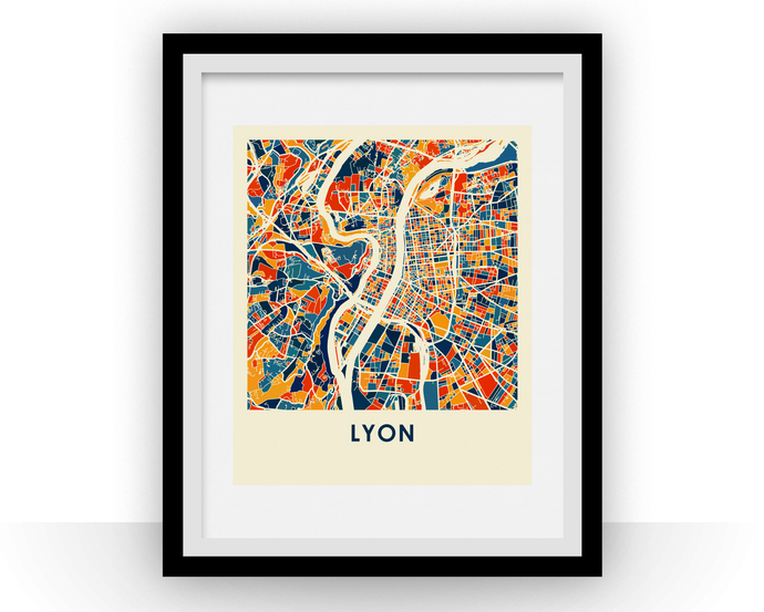 Lyon Map Print - Full Color Map Poster