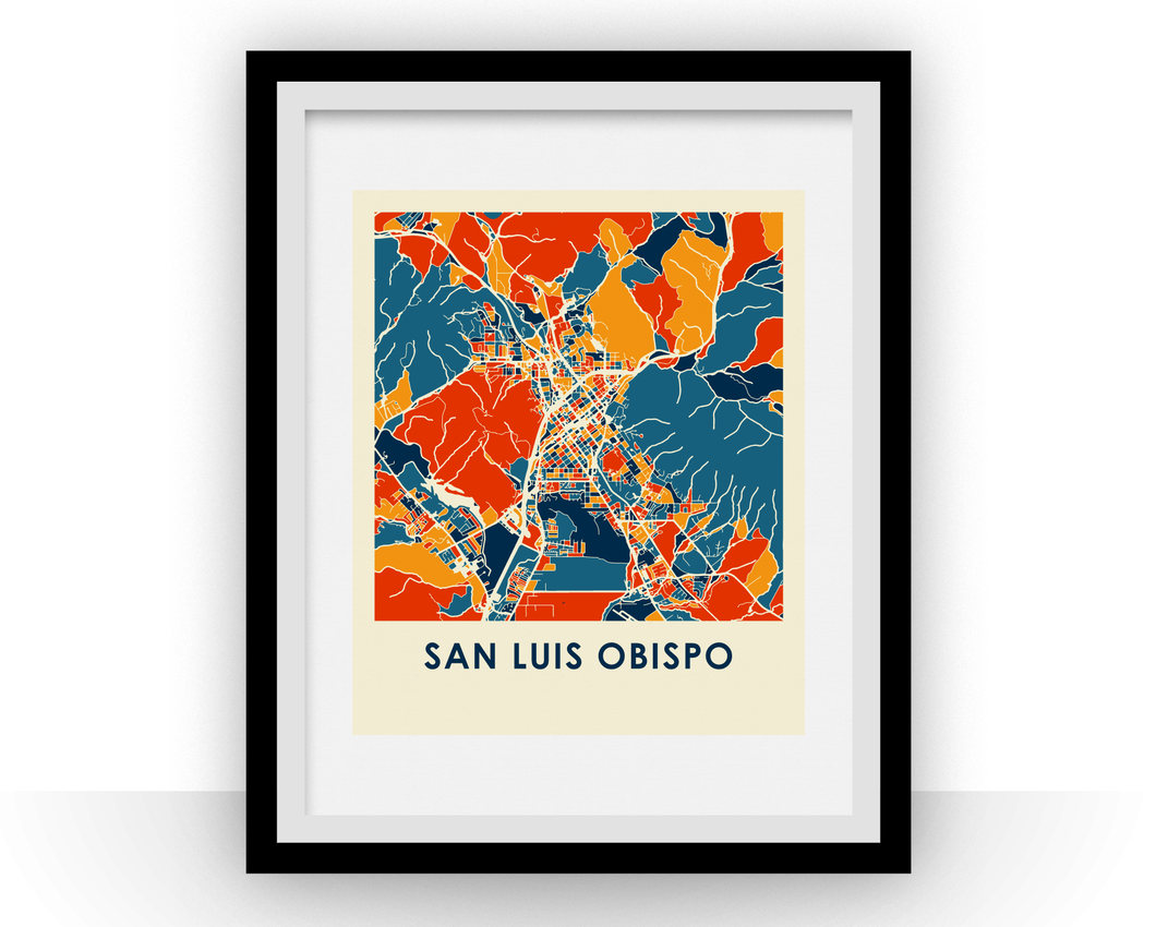 Affiche cartographique de San Luis Obispo - Style Chroma