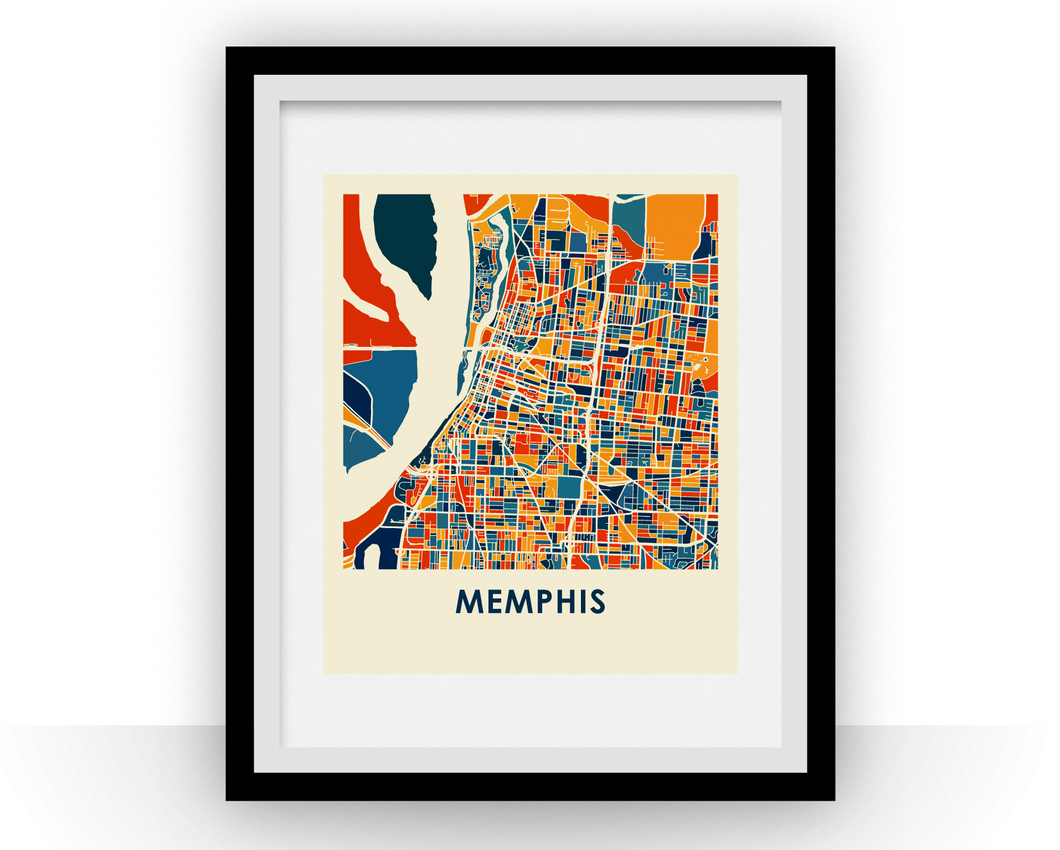 Memphis Map Print - Full Color Map Poster