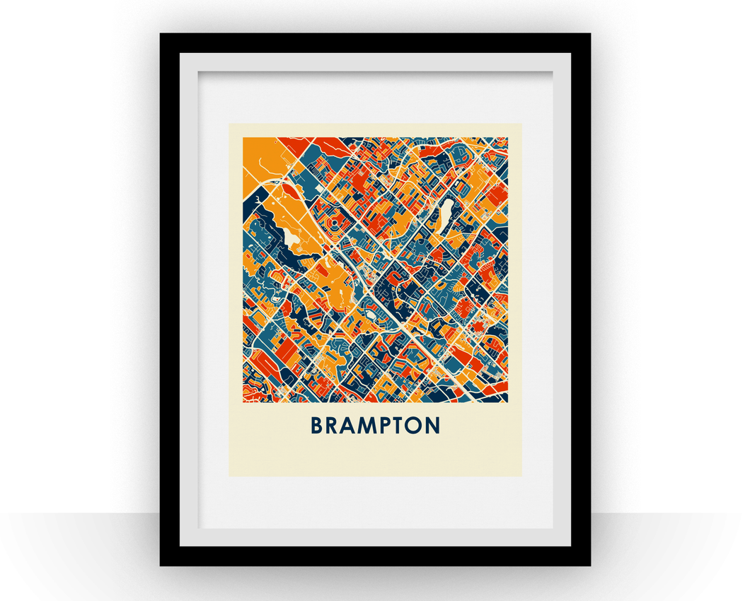 Affiche cartographique de Brampton Ontario - Style Chroma