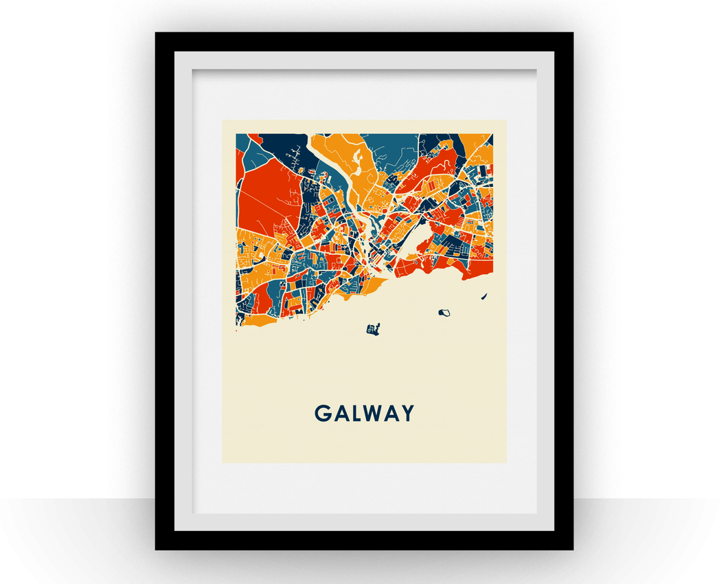 Affiche cartographique de Galway - Style Chroma