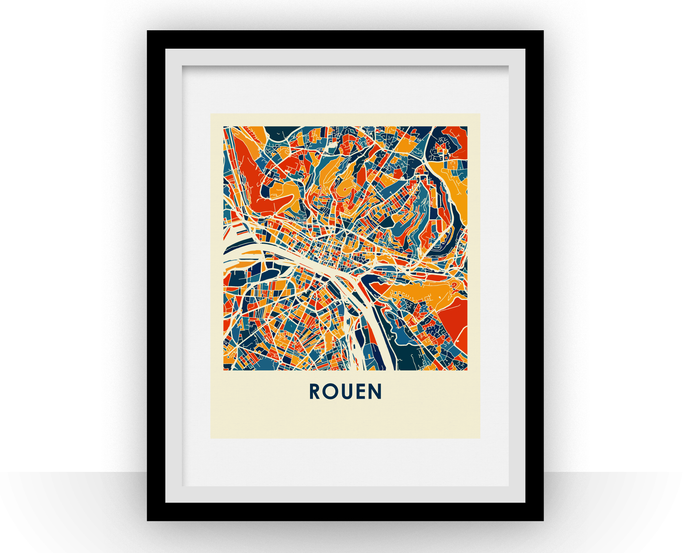 Rouen Map Print - Full Color Map Poster