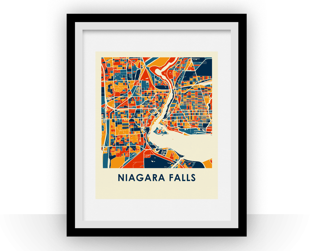 Affiche cartographique de Niagara Falls - Style Chroma