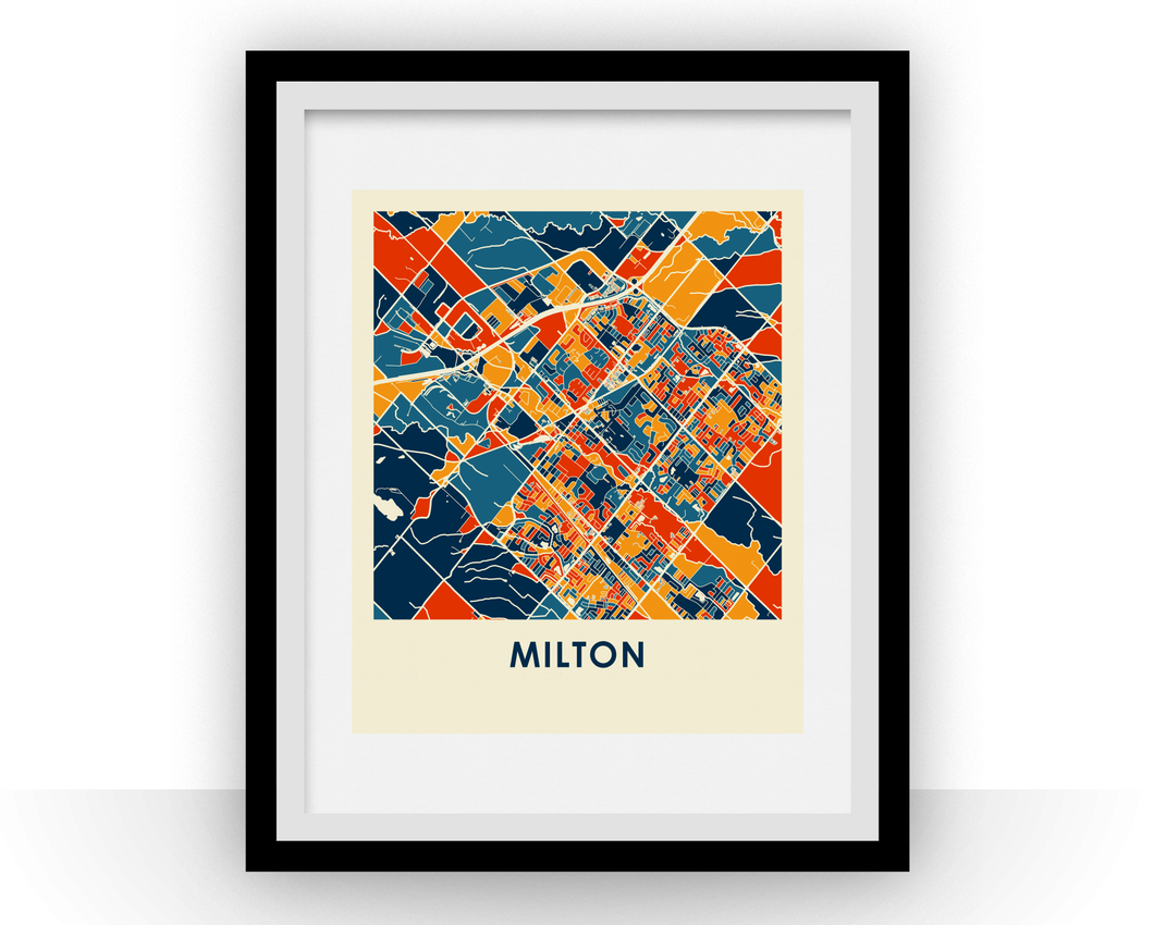 Affiche cartographique de Milton Ontario - Style Chroma