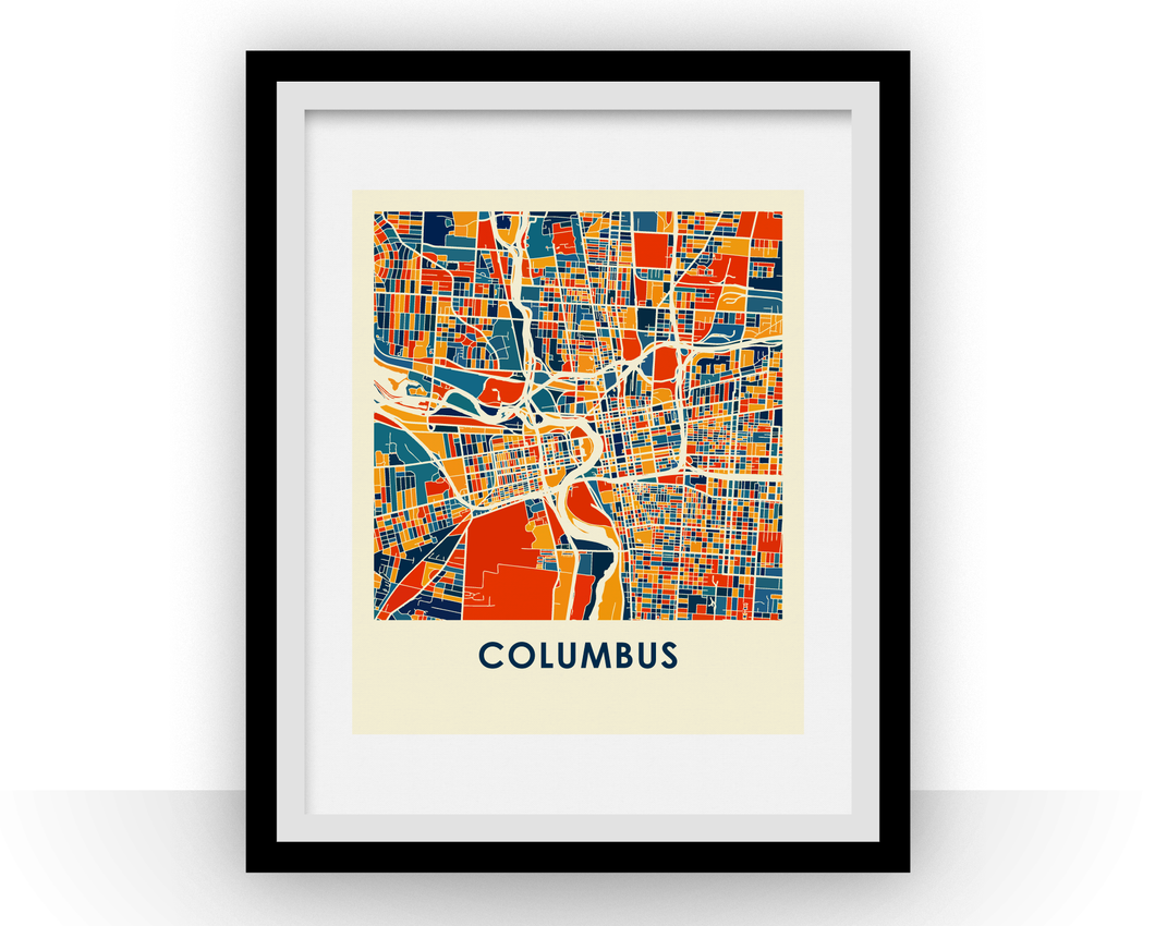 Affiche cartographique de Columbus - Style Chroma