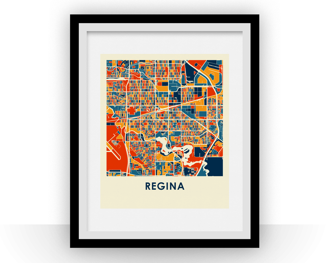 Affiche cartographique de Regina - Style Chroma